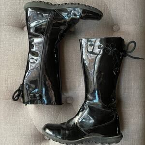 Naturino Italy Kids Black Patent Boot Knee High EU 33